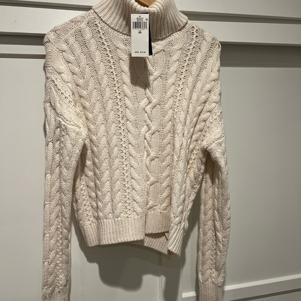 Women's Cable Knit Turtleneck Sweater - Cream